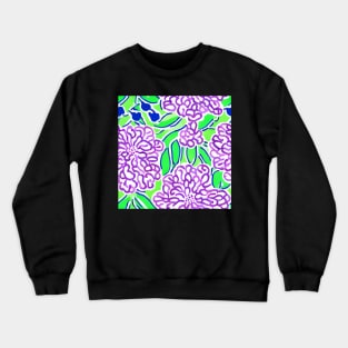 Seventies style lime green, purple and blue oversized florals Crewneck Sweatshirt